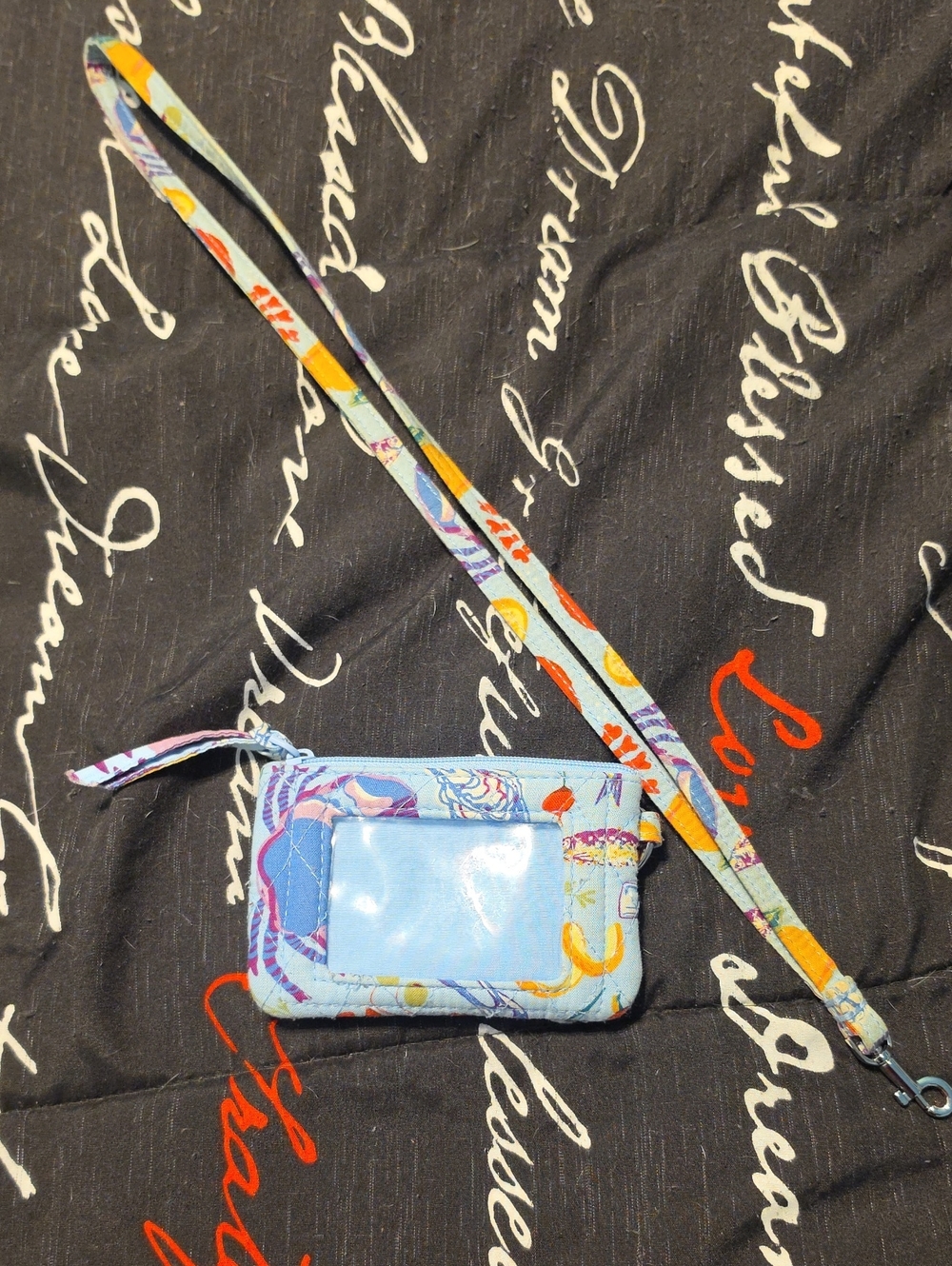 Colorful Floral Wristlet ID Holder with Lanyard